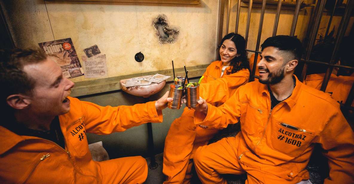 London: Alcotraz Immersive Prison Cocktail Experience Ticket - The props, the jumpsuit, and the photos after the fun
