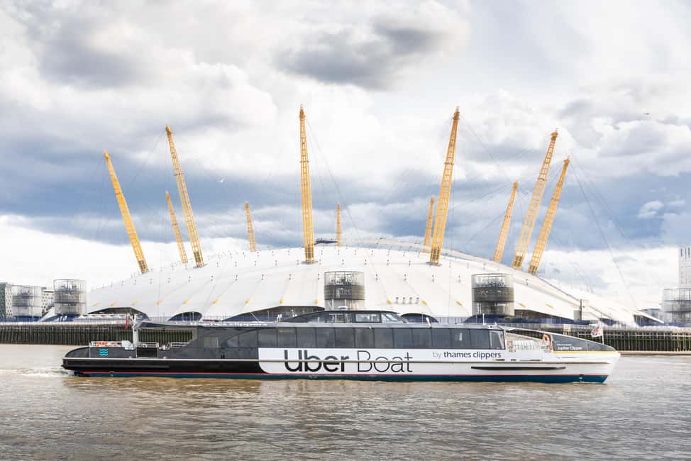 London: Uber Boat Return River Ticket + IFS Cloud Cable Car - Food, photos, and practical comfort on the water and above it
